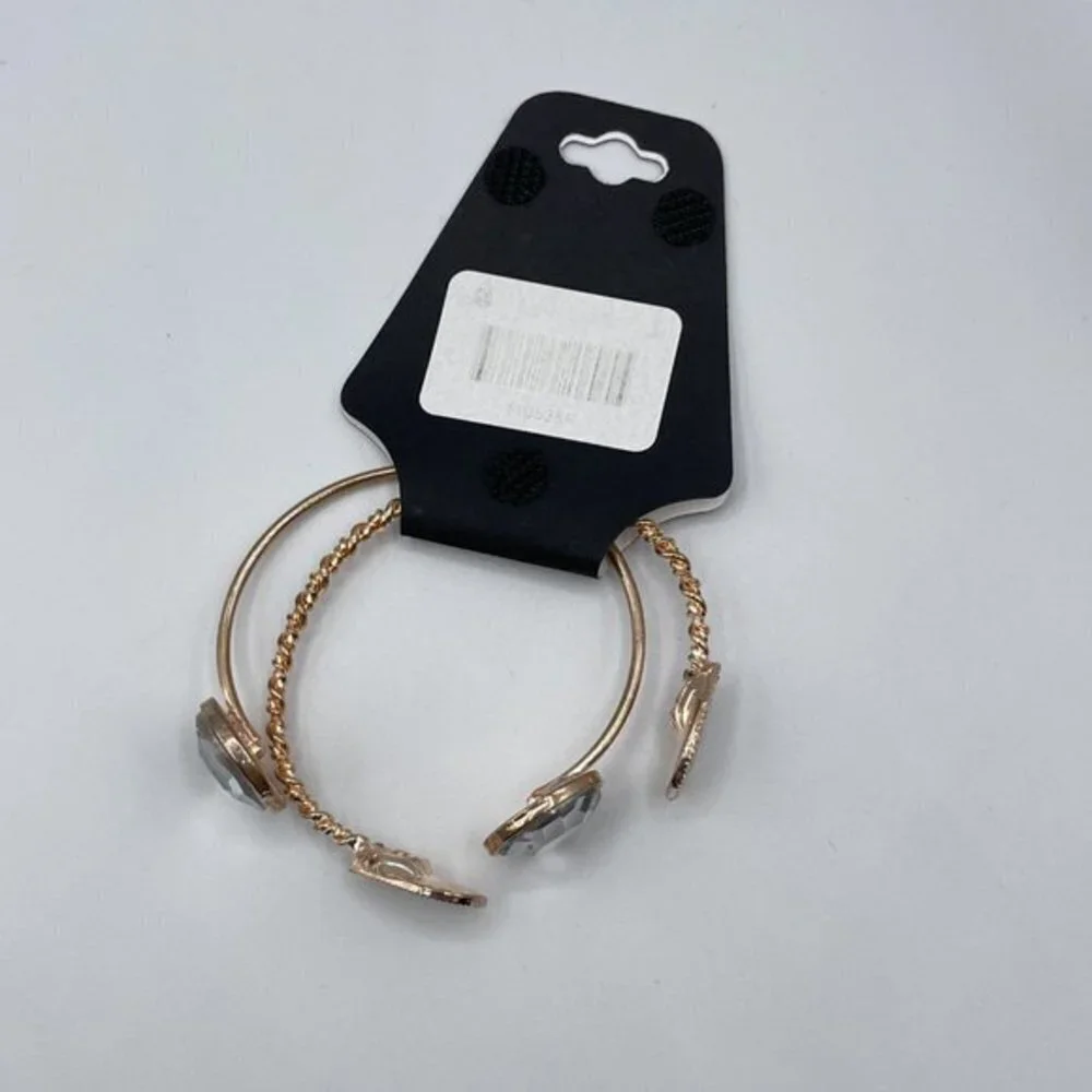 G by Gennaro Gold Tone Diamond Open Cuff Bangle Bracelets
